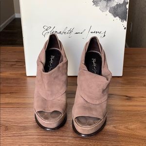 Elizabeth and James suede bootie heels size 7B